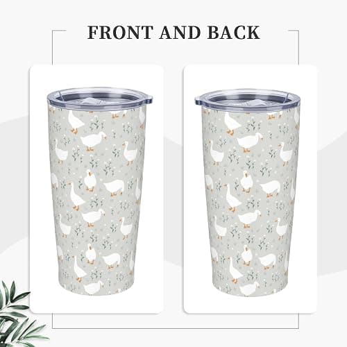 JASROTAO Cute Goose Flowers Tumblers, Goose Floral 20oz Stainless Steel Insulated Travel Tumblers,Travel Coffee Mug with Lid and Straw Cups Gifts for Women Men thumbnail 4