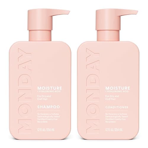 MONDAY HAIRCARE Moisture Shampoo + Conditioner Set for Dry, Coarse, Stressed, Frizzy Hair, Made with Coconut Oil, Rice Protein, Shea Butter and Vitamin E, All Natural, 12 fl oz (Pack of 2) - Image 1