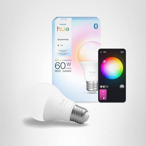 Philips Hue Essential Smart LED A19 Bulb, White and Color Ambiance, E26 Base, 8.8W, 2200K-6500K, 800 Lumens, Dimmable, Works with Alexa, Google, and Apple Home, 1-Pack thumbnail 11
