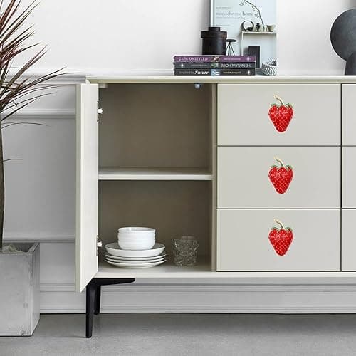 glrovazas Cabinet Knobs Strawberry Knobs, 4 Pcs Creative Fruit Shape Handle Decorative Furniture Door Pull for Cabinet Wardrobe Drawer Bedside Table thumbnail 6