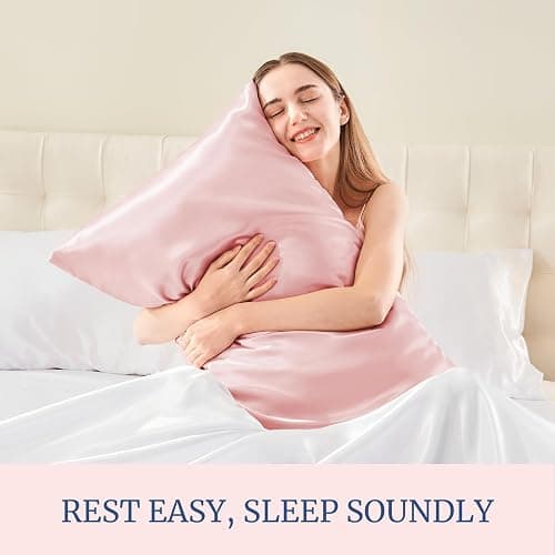 BEDELITE Satin Pillowcase for Hair and Skin, Super Soft and Cooling Similar to Silk Pillow Cases 2 Pack with Envelope Closure, Gift for Women Men(20"x26" Standard Size, Pink) thumbnail 5