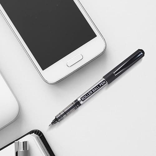 Rollerball Pen, 25 Pack Black Gel Pens 0.7 mm Fine Point Liquid Ink, Quick-Drying Ballpoint Pen for Writing, Journaling, Home Office Stationary Supplies thumbnail 5