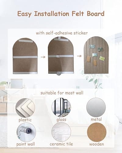 Foldable Cork Board, 0.9 cm Thick Large Felt Bulletin Board with Adhesive Sticker, Round Edges Wall Panels for Office Bedroom Living Room, Decorative Board for Pictures Notes (Beige, 120x60 cm) thumbnail 6
