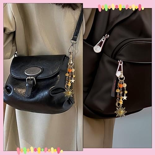 IPEWOEF 1Pcs Sun and Moon Keychain Star Keychains for Women Colorful Star Key Chain y2k Sunshine Keychain Beads Gemstone Aesthetic Bag Charms Key Chains Women Cute Purse Charms for Handbags thumbnail 7