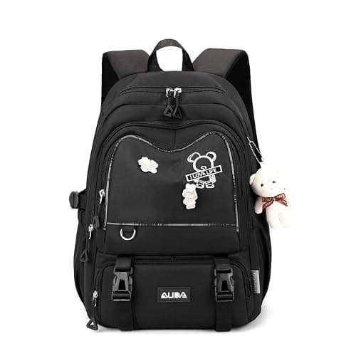 LANSHIYA School Bags for Girls,Elementary Middle School Students Bookbag, Kids Backpack with Pendent&Pins Outdoor Backpacks for Girls - Image 1
