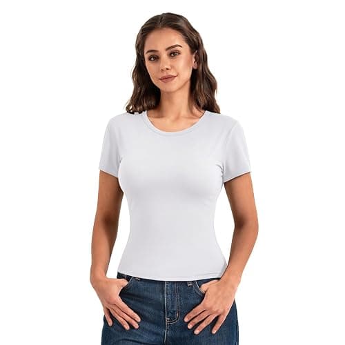 Walifrey Womens Short Sleeve Tops 2 Pack, Slim Fit T-Shirt Casual Basic Summer Top for Women 2026 Fashion Clothes thumbnail 2