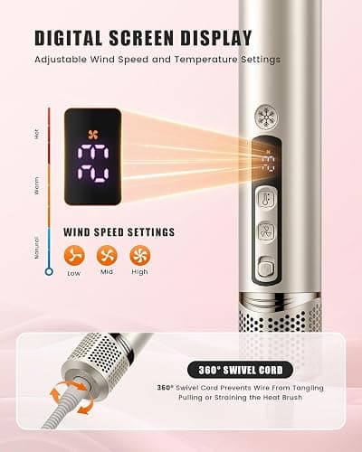Tqcir 8-in-1 Professional Hot Air Styler&Hair Dryer Brush, Powerful Multi-Styler with Auto-Wrap Curler with Storage Case, Fast Drying Curling Straightening Volumizing Without Heat Damage(Gold) thumbnail 3