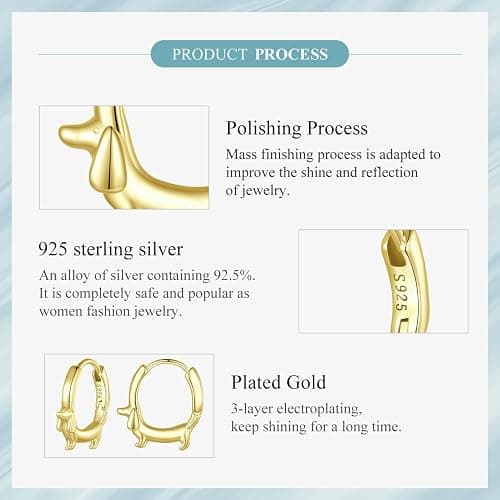 RUKYF Gold Plated Star,Koi Fish & Dachshund Hoop Earrings - Cute Animal Huggie Earrings for Women - Hypoallergenic, Dainty & Lightweight - Gift for Pet Loves thumbnail 9