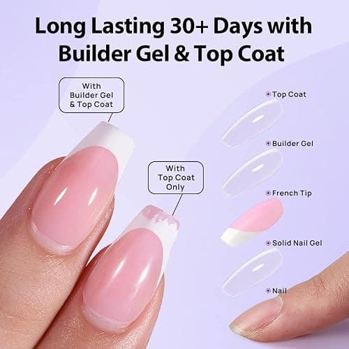 BTArtboxnails Nail Tips Builder Gel - Long Lasting 15ml Builder Gel with Portable Nail Lamp for French XCOATTIPS, 30+Days French Protection Duo Nail Extension Tool for Nail Art thumbnail 4