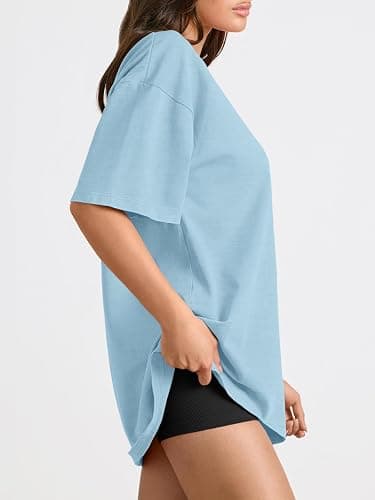 Trendy Queen Womens Oversized Summer T Shirts Plus Size Batwing Cute Casual Tops Short Sleeves Fashion Workout Clothes thumbnail 4