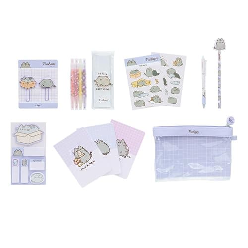 Pusheen Stationery Set | Pusheen Pencil Case With A6 Notebooks, Highlighters, Sticky Notes, Paper Clips, Stickers, Pen, Pencil | Pusheen Merchandise | Pusheen Gifts - Image 1