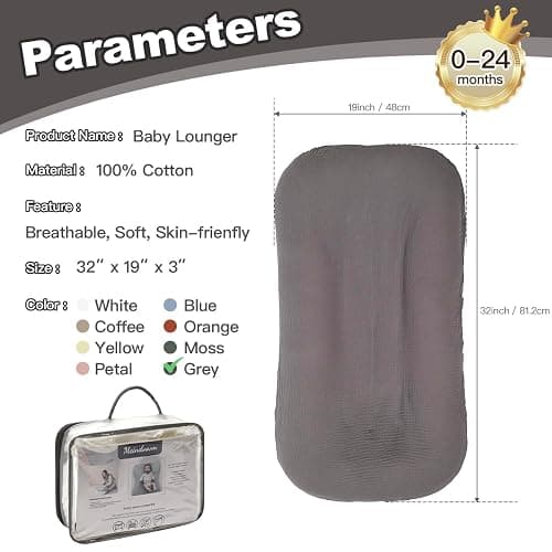 Baby Lounger - Snuggle Cozy Me Infant Lounger for Newborns | Breathable & Soft, Portable Awake-Time Pad, Essential Baby Gift (Lounger Cover Included) thumbnail 4
