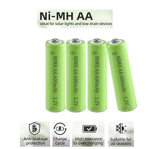 12 Packs 1.2V AA 600mAh Ni-MH Rechargeable Batteries Low Self Discharge for Outdoor Garden Solar Light Lamp thumbnail 8