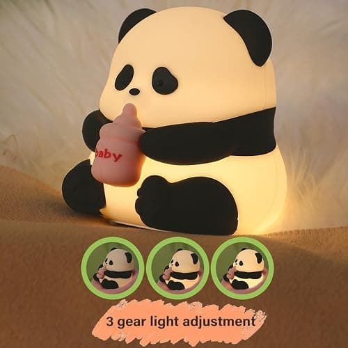 Myratts Led Cute Panda Night Light with 7 Colors, Dimmable Timer Nursery Lamps, Rechargeable Touch Control Night Lamp for Kids Adults, Used for Camping Party Room Decor(Flower Panda) thumbnail 3