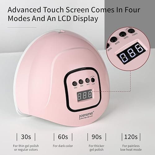 JODSONE U V LED Nail Lamp, Nail Dryer for Gel Polish with Led Light with Automatic Sensor & 4 Timers Pink thumbnail 2
