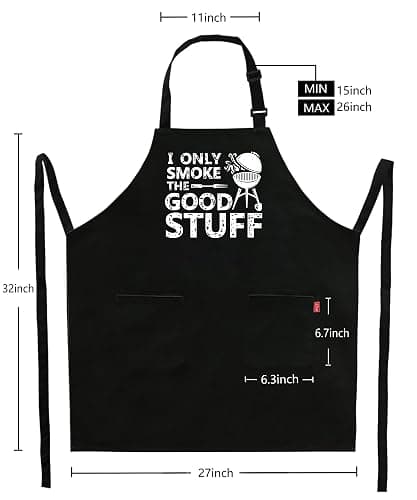 Kaidouma Funny Grill Aprons for Men - I Only Smoke the Good Stuff - Men’s Funny Chef Cooking Grilling BBQ Aprons with 2 Pockets - Dad Gifts for Fathers Day Birthday Christmas thumbnail 3