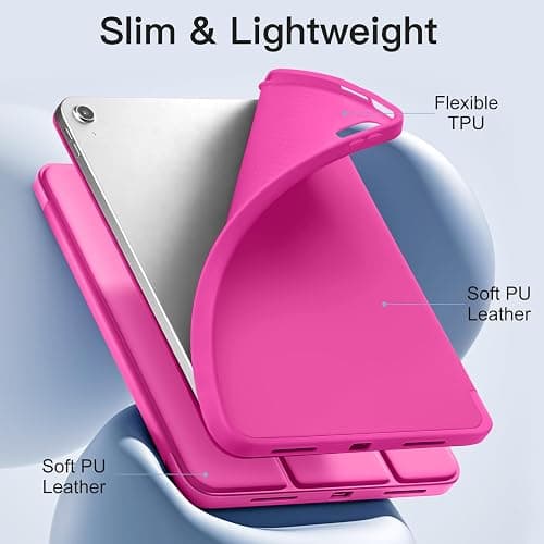 Akkerds Compatible with iPad (A16) 11th Generation Case 11 Inch 2025, for iPad 10th Generation Case 10.9 Inch 2022 with Pencil Holder, Slim Trifold Stand Protective Cover with Soft TPU Back, Rose thumbnail 5
