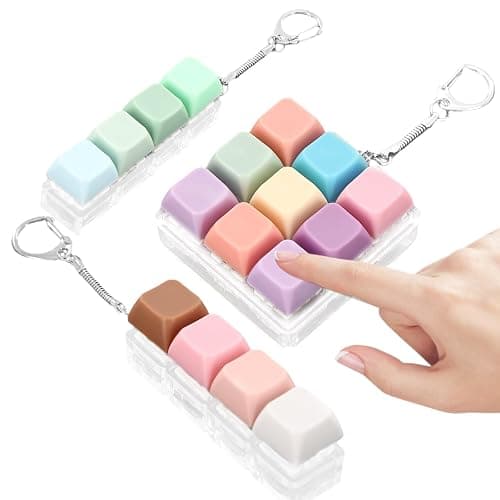 3 Pieces Keyboard Fidget Toy, Decompression Toys Keyboard Clicker Toy with Keychain for Adults to Relieve Stress and Pass Time (Style A) - Image 1