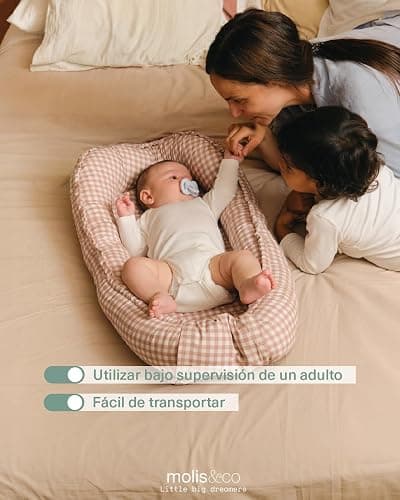 molis&co. Nido de Bebé 90 x 50 cm. Reductor de Cuna o Nido de Colecho para Bebe. Algodón. Cuna Portátil o de Viaje para recién Nacido. Oeko-Tex 100. (Dusty Rose) thumbnail 4