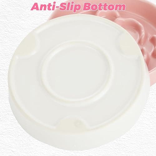 Ghligna 4Pcs Ceramic Cat Slow Food Feeder, 6 Inch Slow Feeder for Small Dogs, Cat Food Bowl for Dry Food and Wet Food, White and Pink thumbnail 5