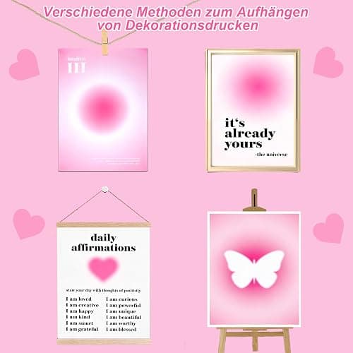 GZRXIOUS 4er Set Poster Aesthetic Aura Bilder, Rosa, A4 30×21cm Ölcanvas Aesthetic Bilder für Schlafzimmer, Jugendzimmer Deko Mädchen & Clean Girl Room Decor, Deko ohne Rahmen thumbnail 4