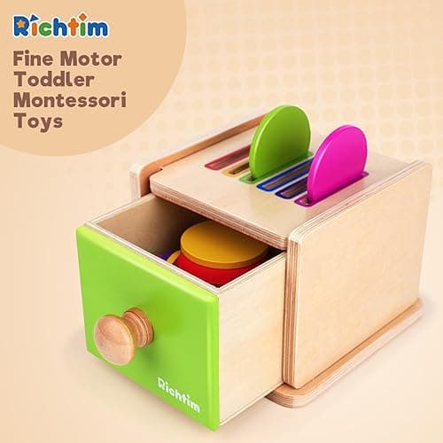 Montessori Toys for 1-3 Year Old: Color Sorting Wooden Drawer Box Toy for Toddlers, Object Permanence and Fine Motor Sensory Toy, 12-18 Months Busy Board Matching Game for Baby Boys and Girls Gifts thumbnail 8