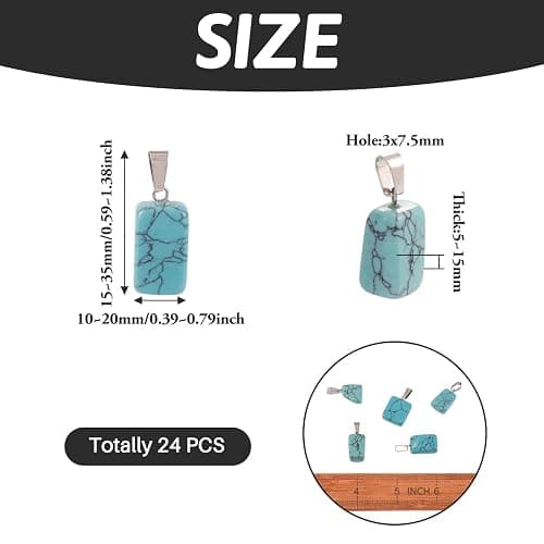 Beadthoven 24pcs Natural Turquoise Pendants Irregular Healing Stone Crystal Chakra Reiki Nugget Tumbled Blue Gemstone Charm Beads for DIY Necklace Jewelry Making thumbnail 6