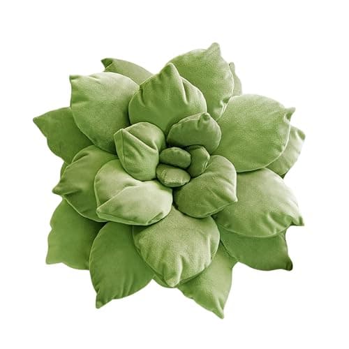 Hearthfire Hygge 3D 17" Green Succulent Pillow | Hand-Stitched Flower Pillow for Bedroom, Living Room, and Nursery | Cozy Decorative Leaf Throw Pillow - Image 1