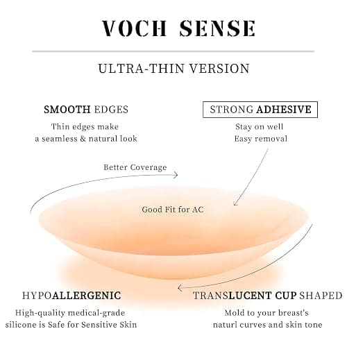 VOCH GALA Nipple Covers 2 Pairs-Seamless and Sheer Adhesive Silicone Nipple Pasties for Women Reusable, Sticky Breast Petals thumbnail 2