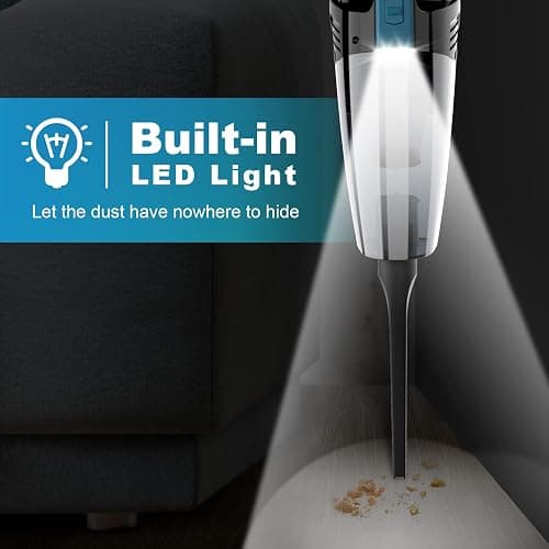 Blestan Cordless Car Vacuum Lightweight High Power Handheld Vacuum Cleaner with LED Light, Hand Vacuum for Car Home Office and Pet Hair, BlackBlue thumbnail 5