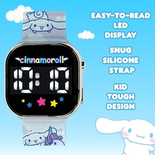 Cinnamoroll Kids Watch – LED Display, Square Case, Adjustable Plastic Strap, Collectible Tin – Perfect for Girls Who Love Cute Characters thumbnail 4