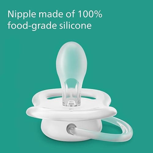 Philips Avent Ultra Soother - 4 x Light, Breathable Baby Soothers for Babies Aged 6-18 Months, BPA Free with Steriliser Carry Case (Model SCF085/66) - Green / Grey - 4 Count (Pack of 1) thumbnail 4