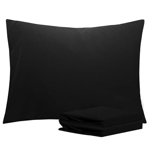 NTBAY Standard Pillowcase Set - 2 Pack Brushed Microfiber 20x26 Pillowcases - Soft, Wrinkle-Free, Fade-Resistant, Stain-Resistant, Black Pillowcases with Envelope Closure - 20x26 Inches, Black - Image 1