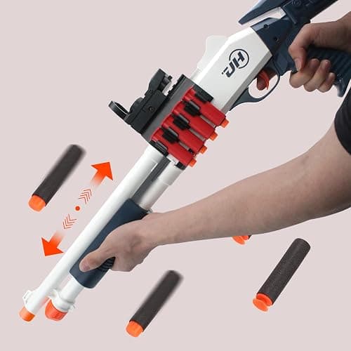 BIU BLASTER 30-Inch Shell Ejecting Foam Blaster Shotgun Soft Bullet Gun with 14 Shell Casings 50 Foam Darts Realistic Pump-Action Shotgun for 14+ Years (Blue&White) thumbnail 8
