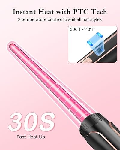 Waver Curling Iron Wand, BESTOPE PRO 5 in 1 Curling Wand Set with 3 Barrel Hair Crimper for Women, Fast Heating Hair Wand Curler in All Hair Type-Black thumbnail 3