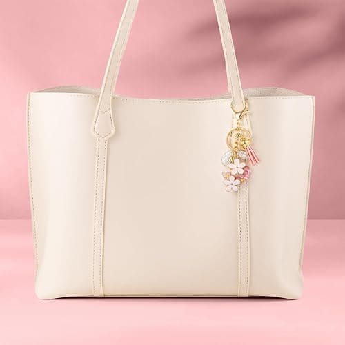 SELOVO Girls Pink Flower Chain Cute Keychain Initial Keychain Key Chain for Women thumbnail 5