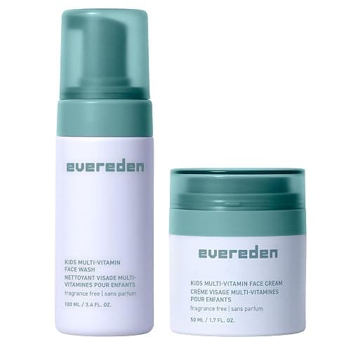 Evereden Fragrance-Free Kids Happy Face Duo - Unscented Multi-Vitamin Face Wash & Face Cream Set - Clean & Vegan Skin Care for Kids 3+ - Moisturizing, Nourishing, & Protective Skin Care Set - Image 1
