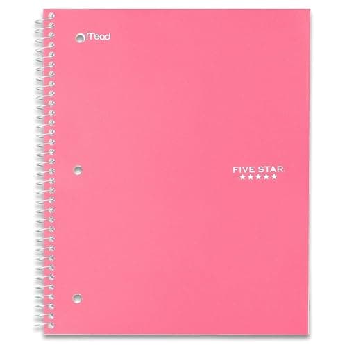 Five Star Wirebound Notebook, 1-Subject, 100 Wide-Ruled Sheets, 10.5 x 8 Inch Sheet Size, Pink (72013) thumbnail 2