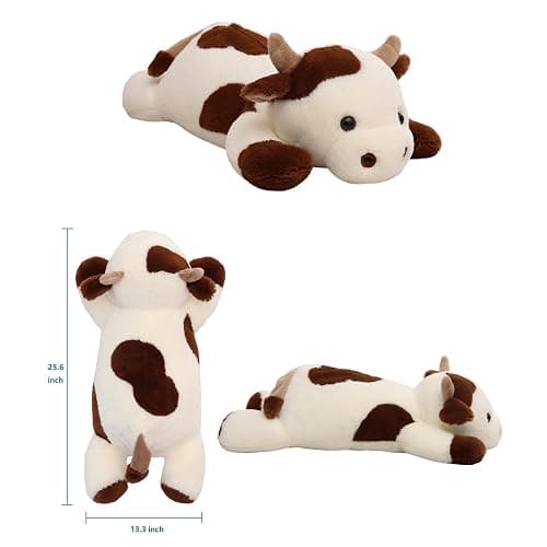 YESGIRL 25.6 inch 5 lbs Cow Weighted Stuffed Animals, Large Weighted Plush Animal, Cute Plush Toy Pillow, Soft Kawaii Plushie Gifts for Adults, Kids, Boys and Girls(Off-White) - Weighted Cow Off-white thumbnail 3