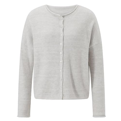 Women Casual Cardigan Sweater Lightweight Loose Crewneck Button Down Long Sleeve Basic Knit Tops thumbnail 5