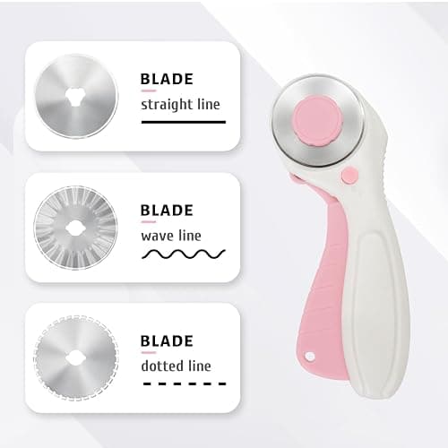 MANUFORE Pink Professional Sewing Scissors Set: Big and Small Scissors, Rotary Cutter with 3pcs Extra Blades for Cutting Fabric thumbnail 3