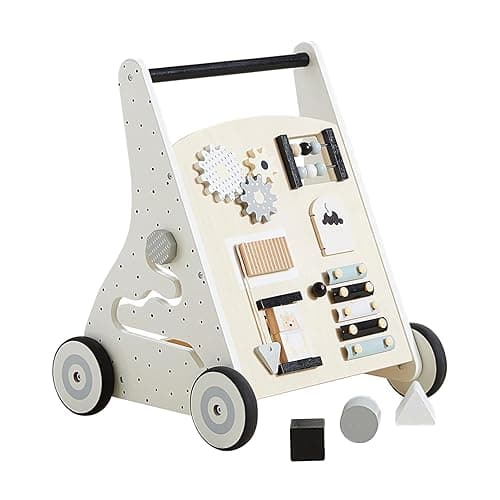 Beright Wooden Baby Walker Push and Pull Learning Activity Walker Kids’ Activity Toy Multiple Activities Center Develops Motor Skills & Stimulates Creativity (Natural) - Natural - Wood