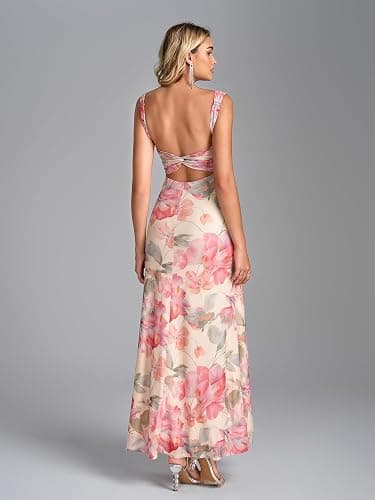 Parthea Womens Summer Floral Maxi Dress 2026 Sleeveless Square Neck Bodycon Wedding Guest Party Beach Long Dresses thumbnail 2