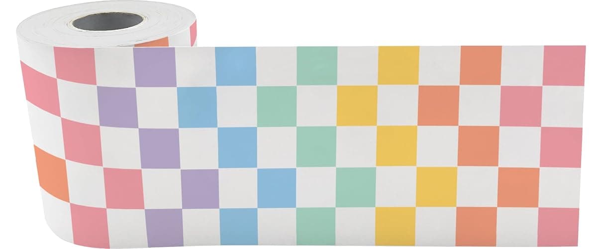 Teacher Created Resources Cool for School Checkers Straight Rolled Border Trim - 50ft - Decorate Bulletin Boards, Walls, Desks, Windows, Doors, Lockers, Schools, Classrooms, Homeschool & Offices thumbnail 2