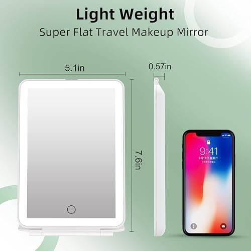 FUNTOUCH Rechargeable Travel Makeup Vanity Mirror with 72 LED Lights, Portable Lighted Beauty Mirror, 3 Lighting Modes, Dimmable Touch Screen, Tabletop Folding Cosmetic Mirror with Storage Bag thumbnail 5