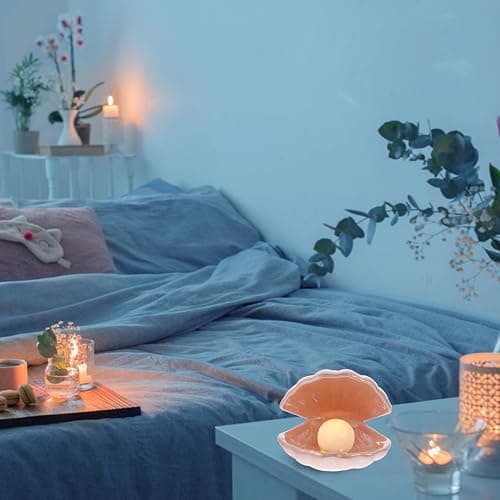 IMIKEYA Shell Pearl Night Light: LED Pearl Lamp for Kids Room, Bedroom, Living Room Home Decor (Pink) thumbnail 7
