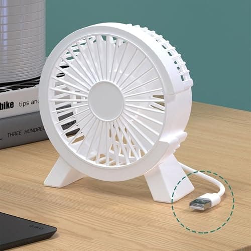 APGLSXY Retro USB Desk Fan Table Fan 1 Speed 4Blades Table Fan for Home Car Outdoor Travel thumbnail 2