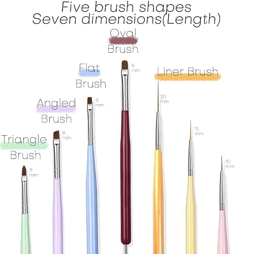 7PCS Nail Art Brushes, Nail Design Painting Brush Set with Nail Polish Brush, Nail Liner Brush, Nail Extension Gel Brush, Builder Nail Gel Brush, and Multi-Size Dotting Pens for DIY Nail Art thumbnail 3