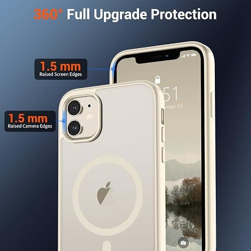 SUPFINE Magnetic for iPhone 12 Mini Case & iPhone 13 Mini Case (Compatible with MagSafe) (Military Grade Drop Protection) Slim Translucent Matte Shockproof Phone Cover,Antique White thumbnail 4