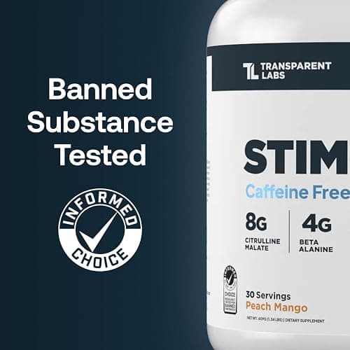 Transparent Labs Stim-Free Pre-Workout - Caffeine & Stim Free Pre Workout Powder for Men and Women with Beta Alanine Powder, Citrulline Malate, & elevATP - 30 Servings, Tropical Punch thumbnail 2